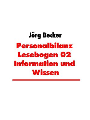 cover image of Personalbilanz Lesebogen 02 Information und Wissen